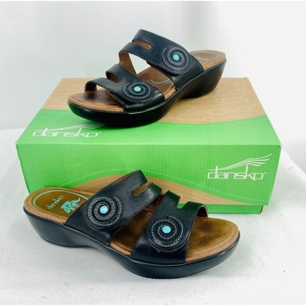 Dansko Dixies Black  Sandals Size 39 / 8  EUC